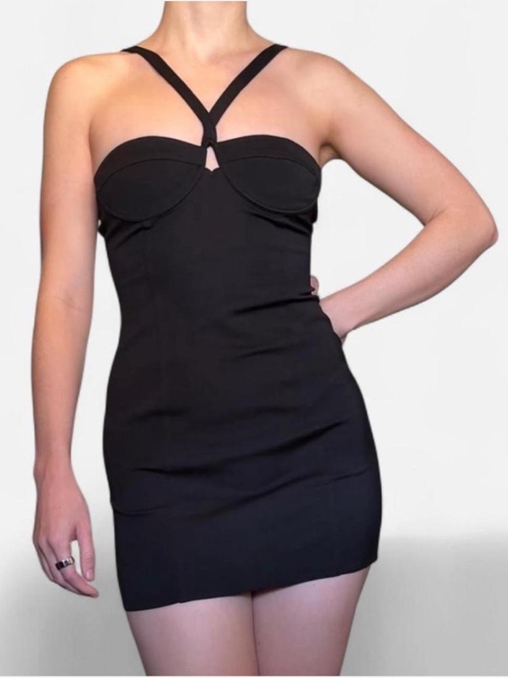 Acne Studios Black Strappy Bodycon Mini Dress